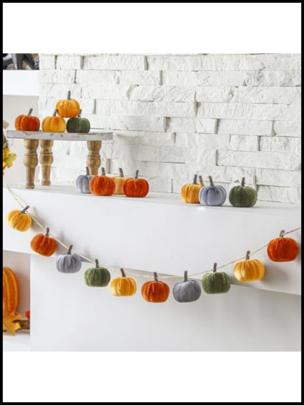 Velvet Pumpkin Garland 8.2 ft Fall Thanksgiving Party Decor